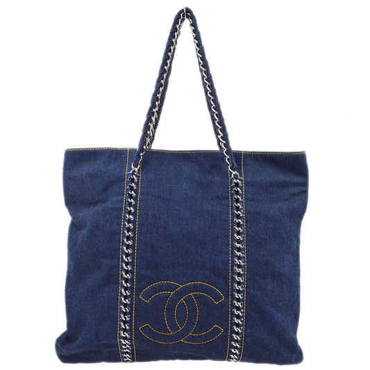Chanel 2005-2006 Blue Denim Luxury Line Tote Handbag