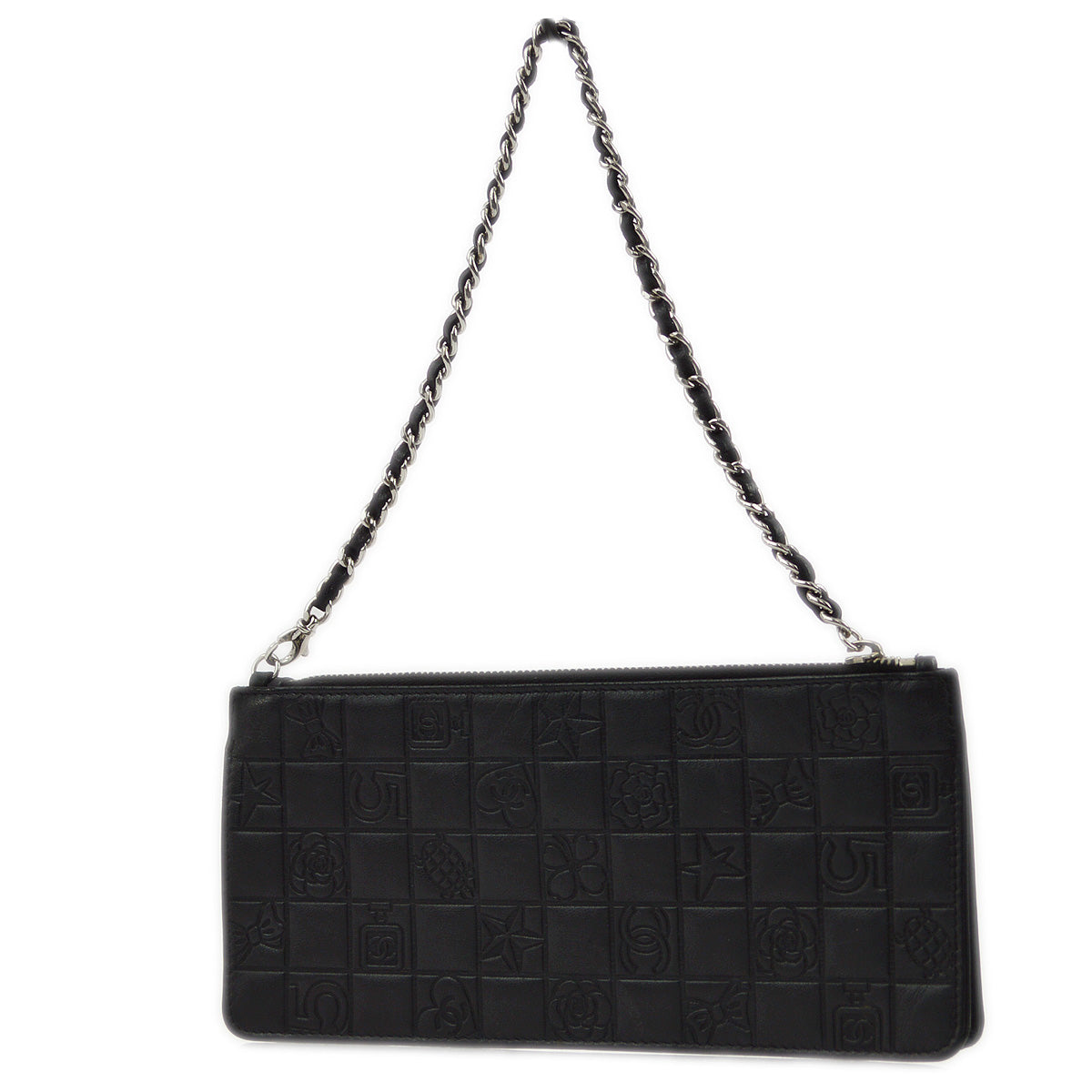 Chanel 2004-2005 Black Lambskin Icon Chain Handbag