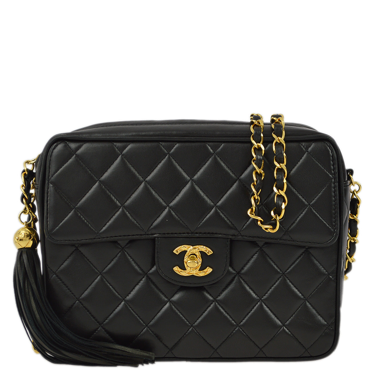 Chanel 1991-1994 Black Lambskin Camera Bag Small