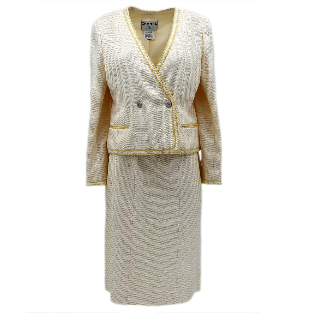 Chanel Setup Suit Jacket Skirt Ivory 00T #38