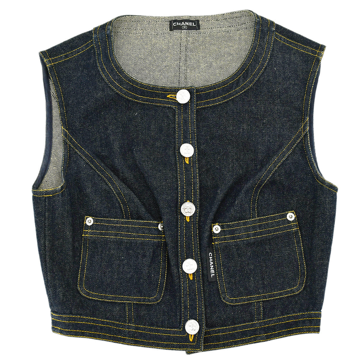 Chanel Sleeveless Vest Denim Jacket Indigo