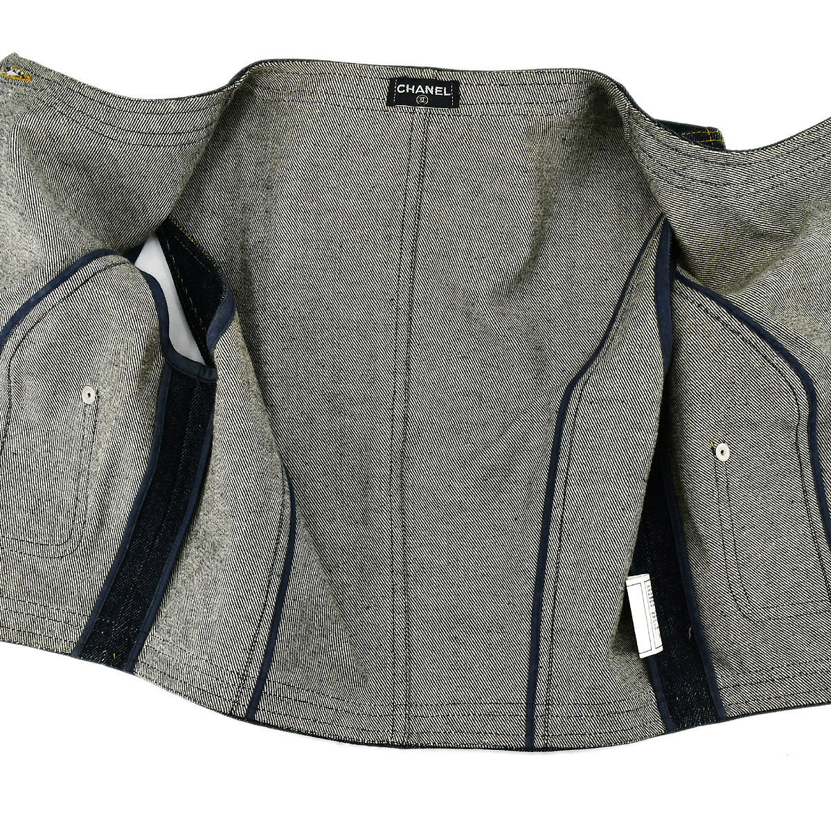 Chanel Sleeveless Vest Denim Jacket Indigo