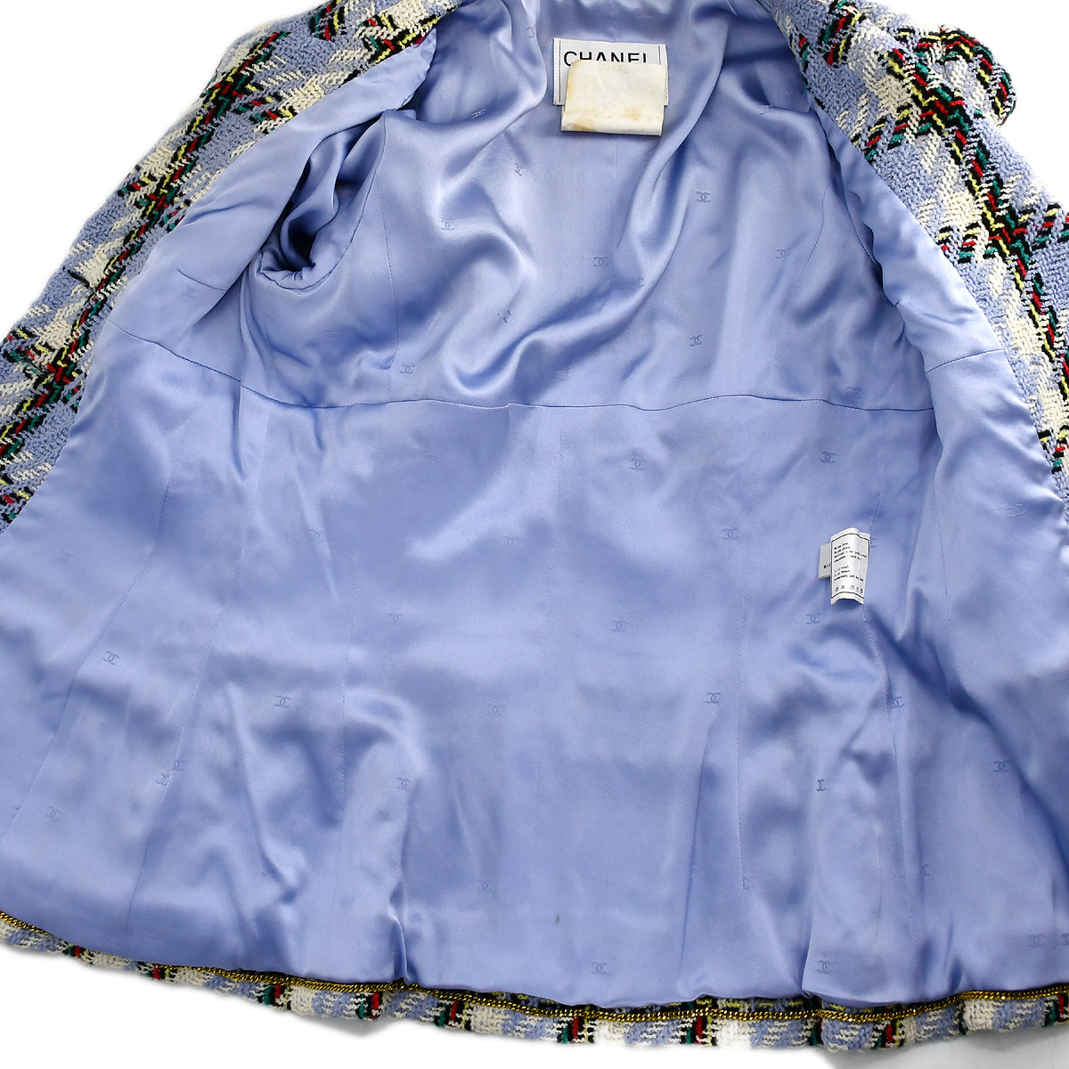 Chanel Setup Suit Jacket Skirt Light Blue 95P #40