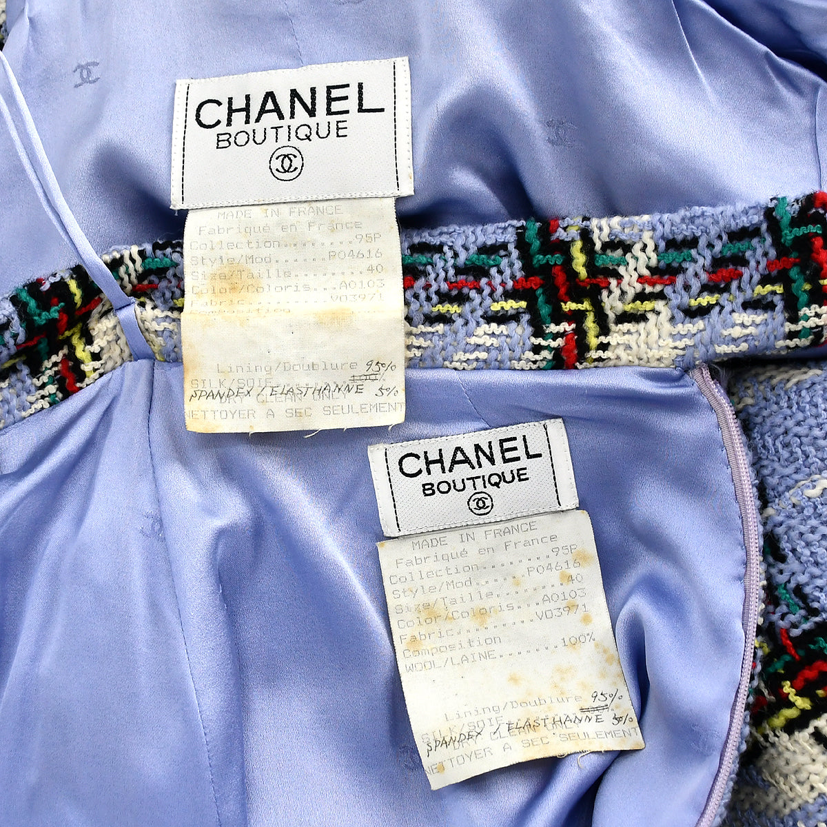 Chanel Setup Suit Jacket Skirt Light Blue 95P #40