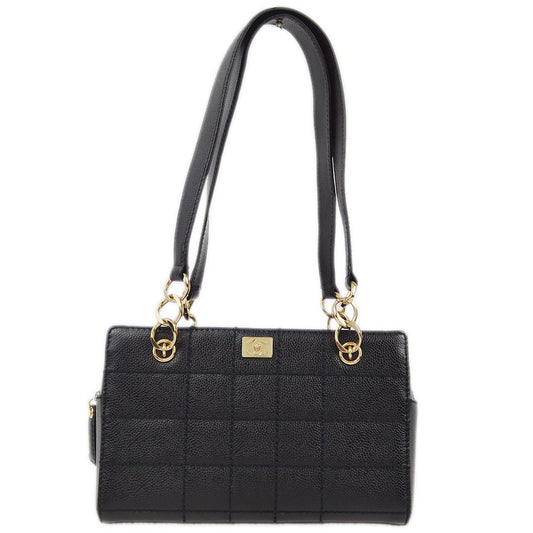 Chanel 2001-2003 Black Caviar Wild Stitch Choco Bar Chain Handbag