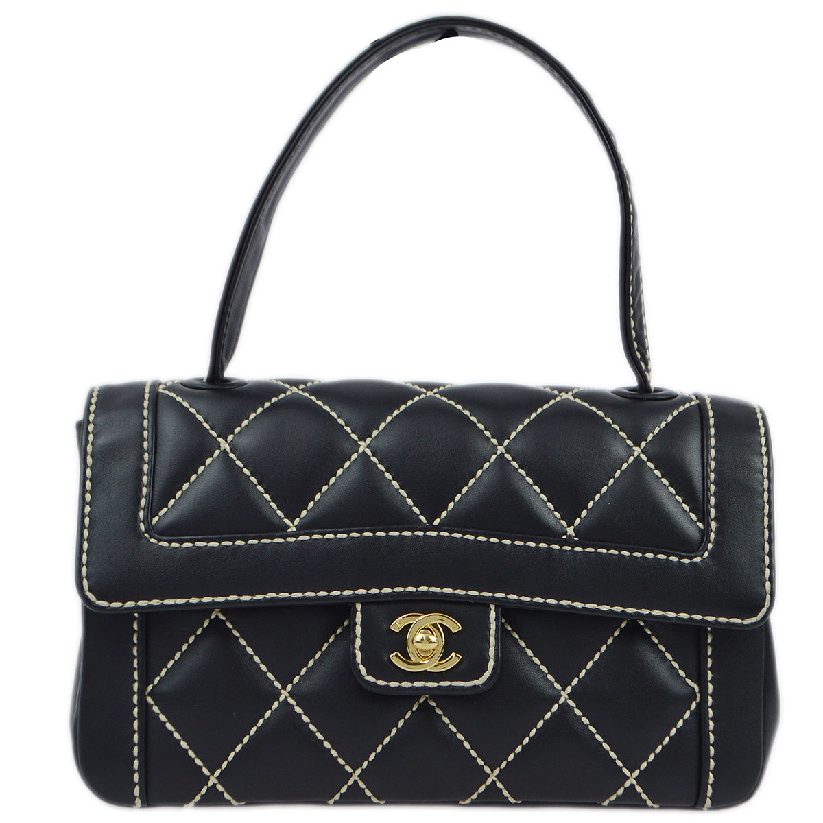 Chanel 2004-2005 Black Calfskin Wild Stitch Handbag