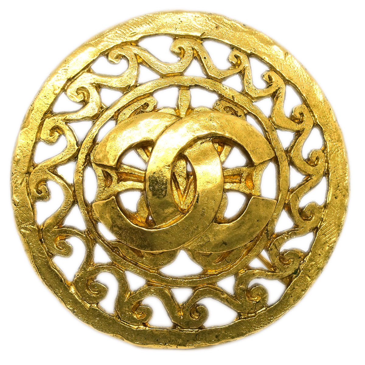 Chanel Medallion Brooch Pin Gold 95A