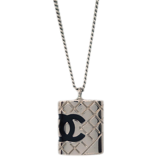 Chanel Cambon Ligne Chain Necklace Pendant Silver 05C