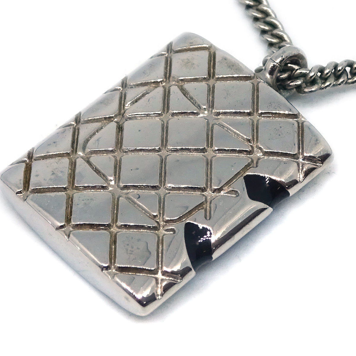 Chanel Cambon Ligne Chain Necklace Pendant Silver 05C
