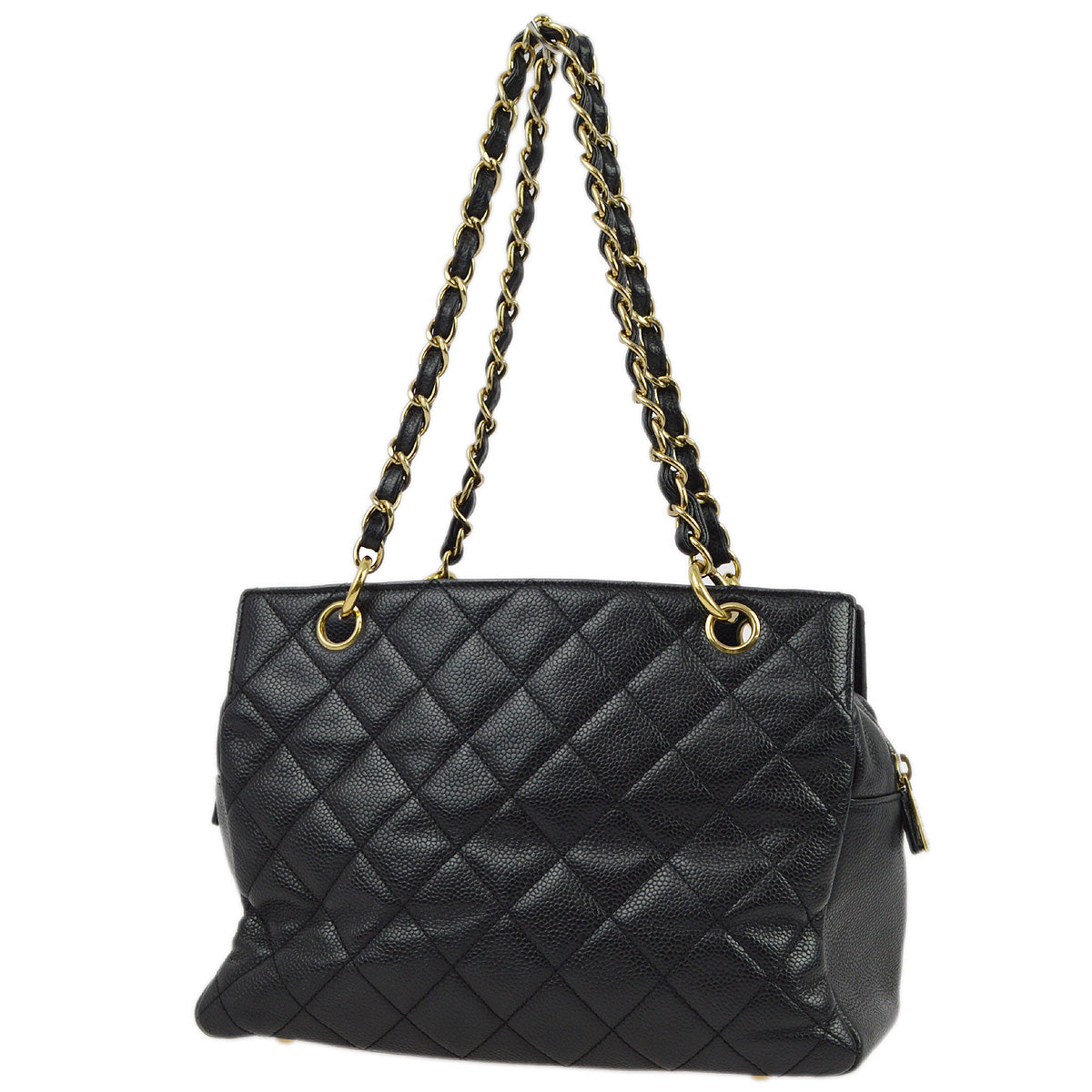 Chanel 2001-2003 Black Caviar Petite Timeless Tote PTT Chain Handbag