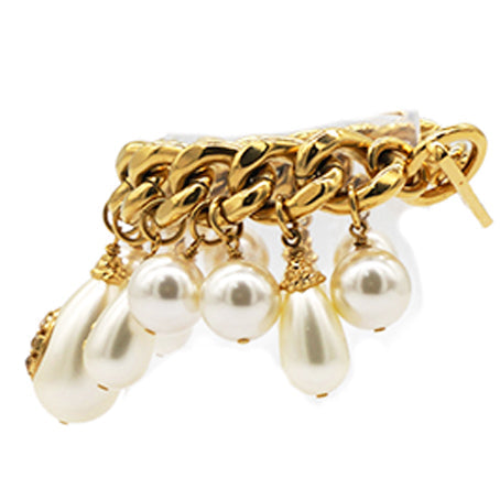 Chanel Pearl Charm Chain Cuff Bracelet