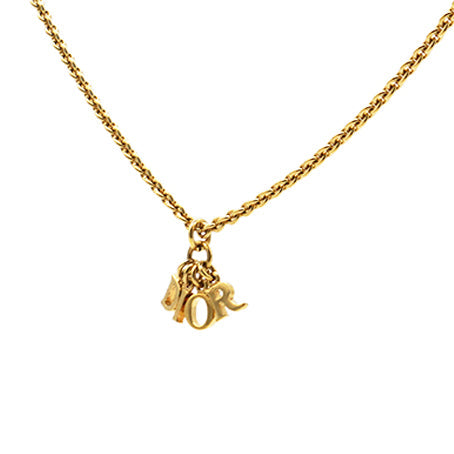 Dior Gold Logo Pendant Necklace Golden