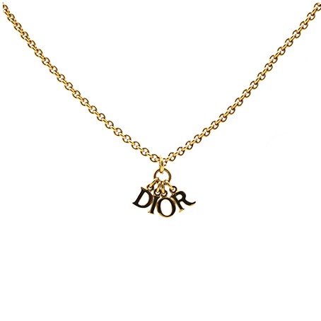 Dior Gold Logo Pendant Necklace Golden