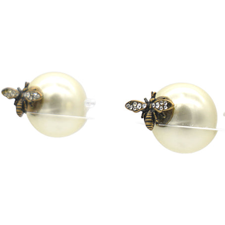 Dior Pearl Tribales Bee Earrings Gold