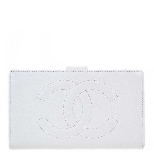 Chanel 1997-1999 White Caviar Bifold Wallet