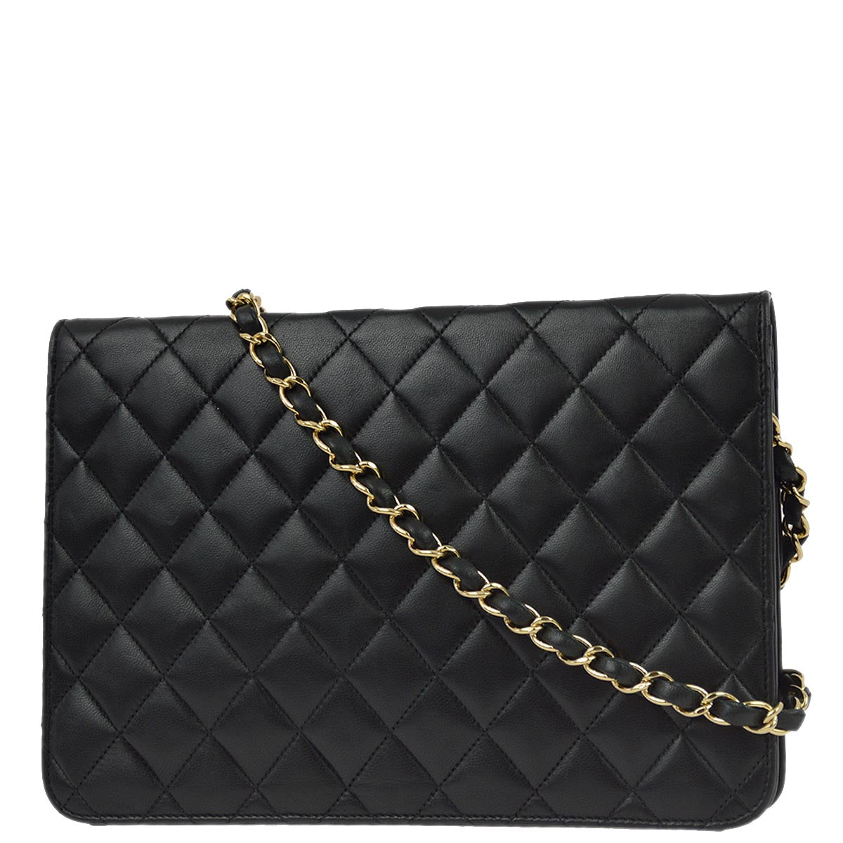 Chanel 2008-2009 Black Lambskin Turnlock Medium Half Flap Shoulder Bag