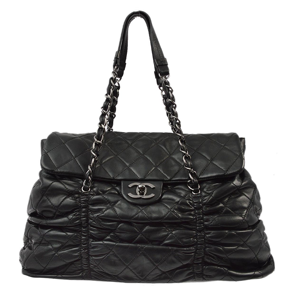 Chanel 2006-2008 Black Lambskin Gather Handbag