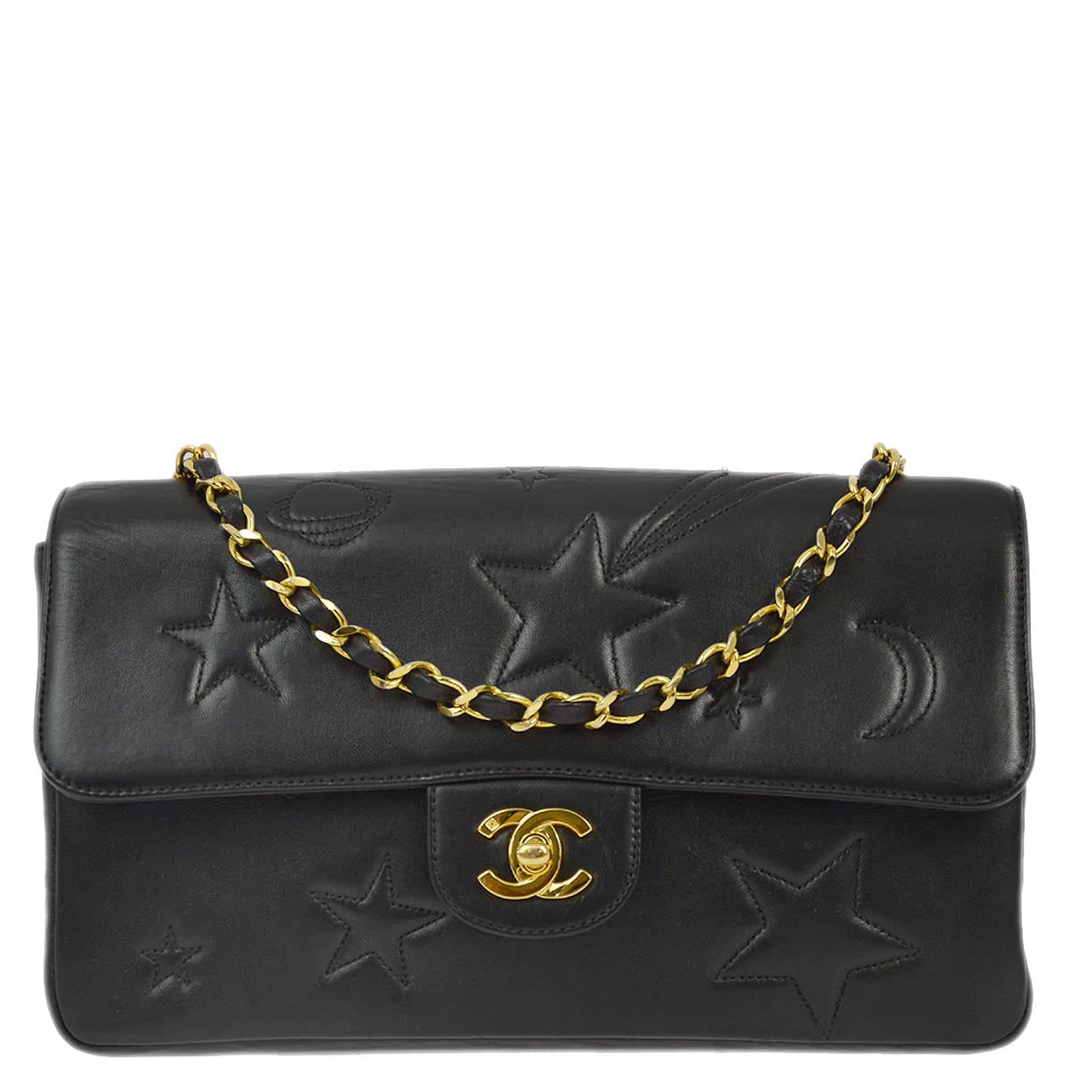 Chanel 1994-1996 Black Lambskin Medium Classic Single Flap Shoulder Bag