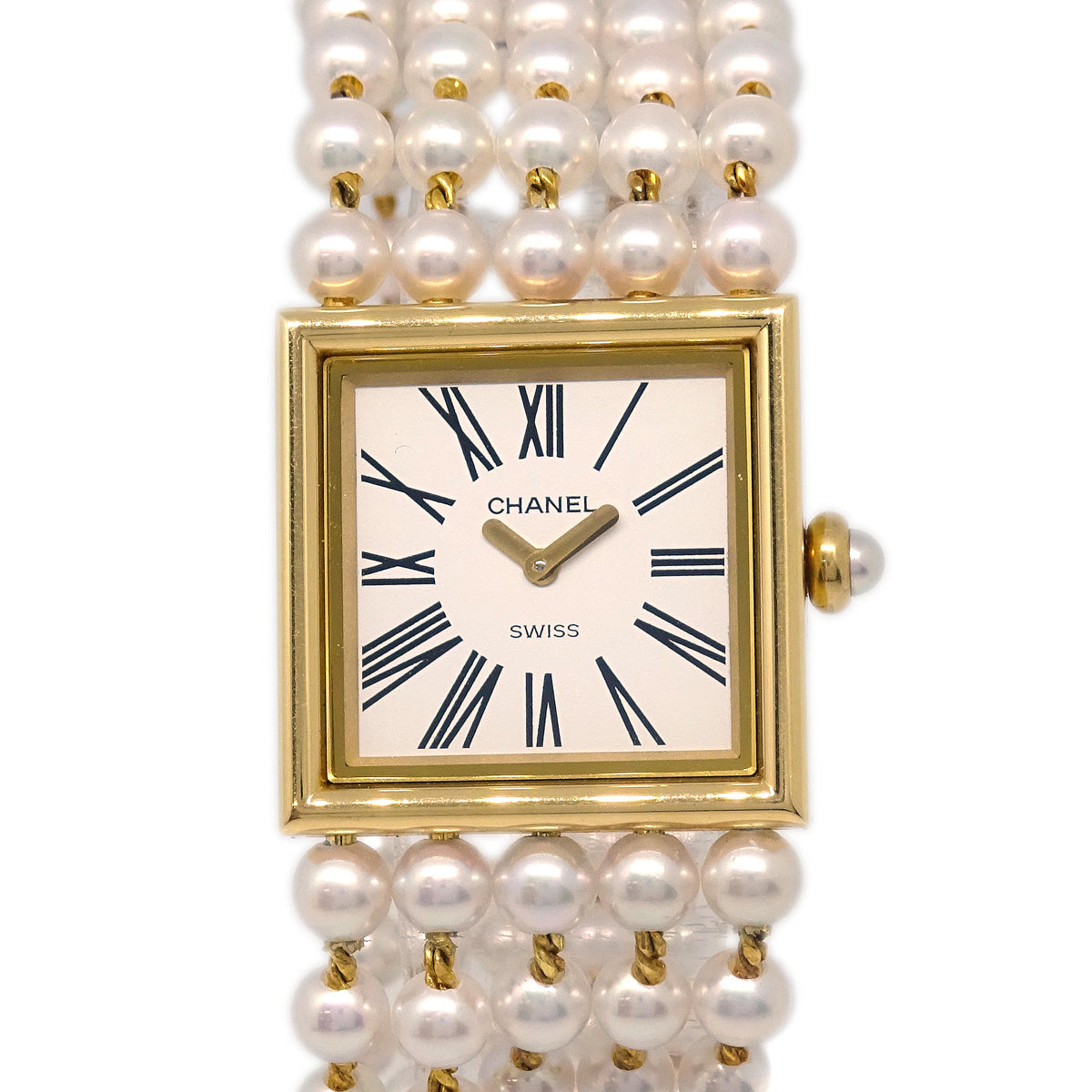 Chanel Mademoiselle Watch Quartz Pearl 18KYG #L