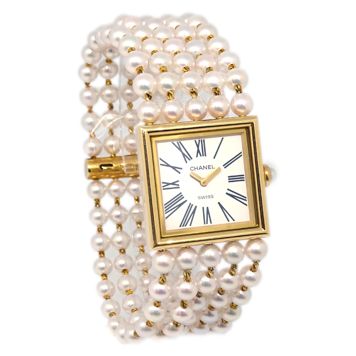 Chanel Mademoiselle Watch Quartz Pearl 18KYG #L