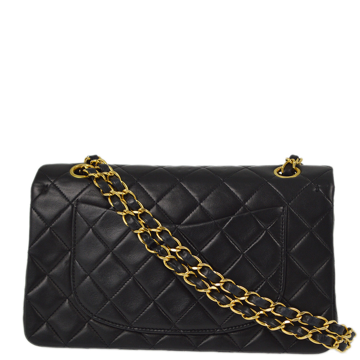 Chanel 1991-1994 Black Lambskin Small Classic Double Flap Shoulder Bag