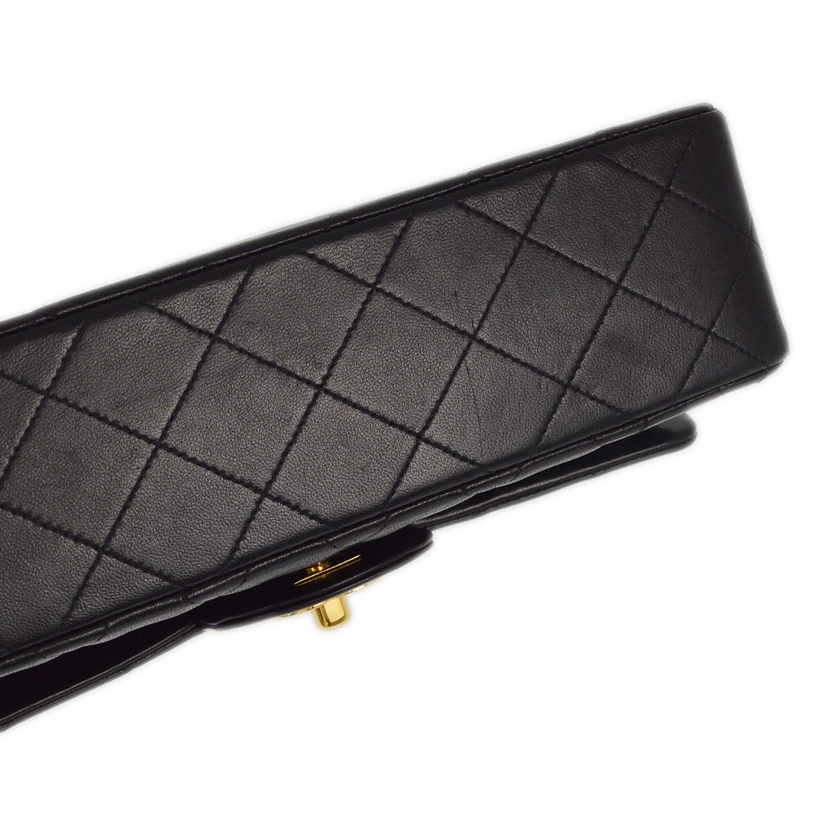 Chanel 1991-1994 Black Lambskin Small Classic Double Flap Shoulder Bag