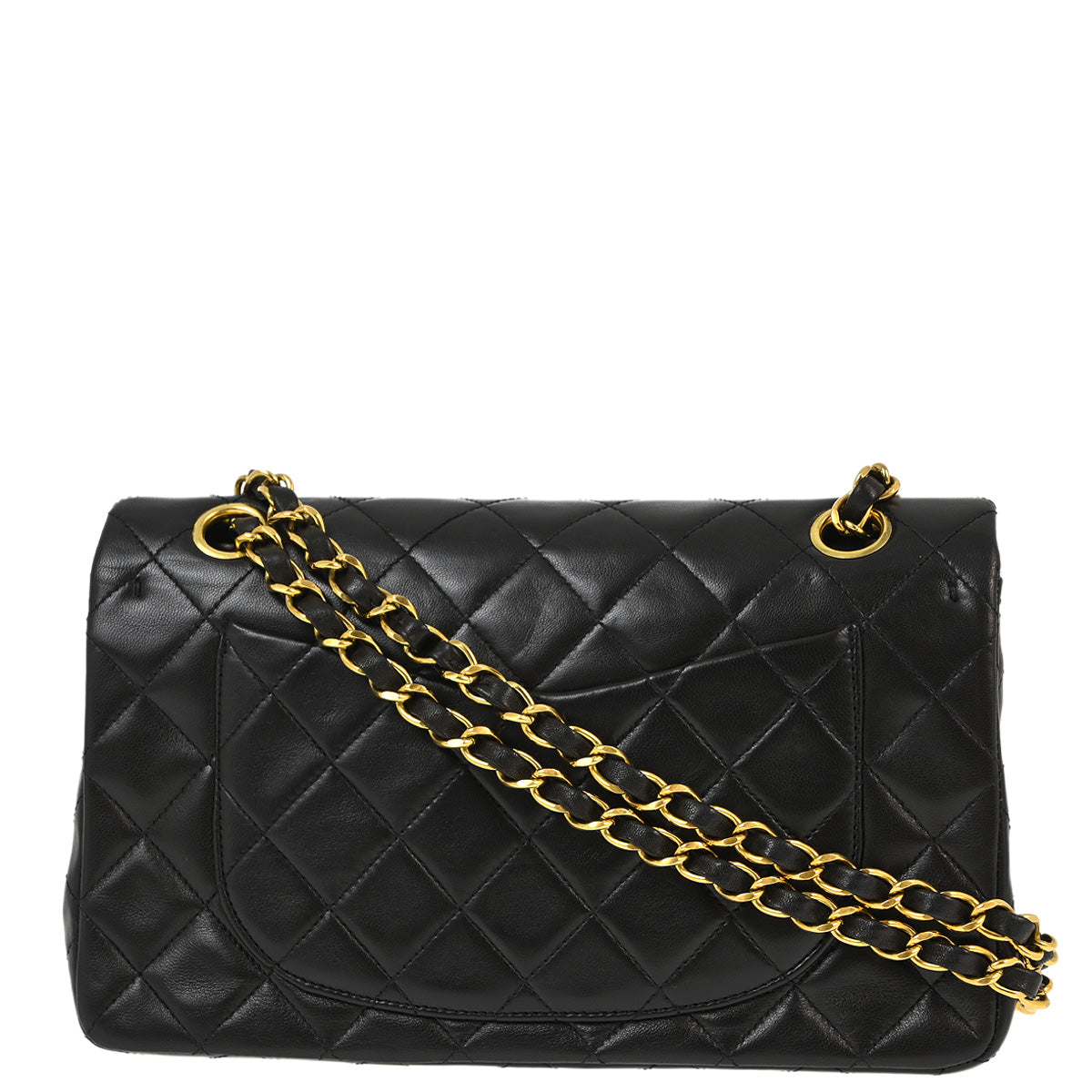 Chanel 1991-1994 Black Lambskin Small Classic Double Flap Shoulder Bag