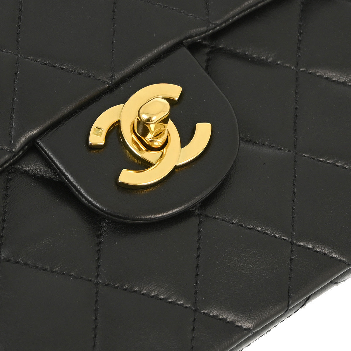 Chanel 1994-1996 Black Lambskin Mini Classic Square Flap Shoulder Bag 17