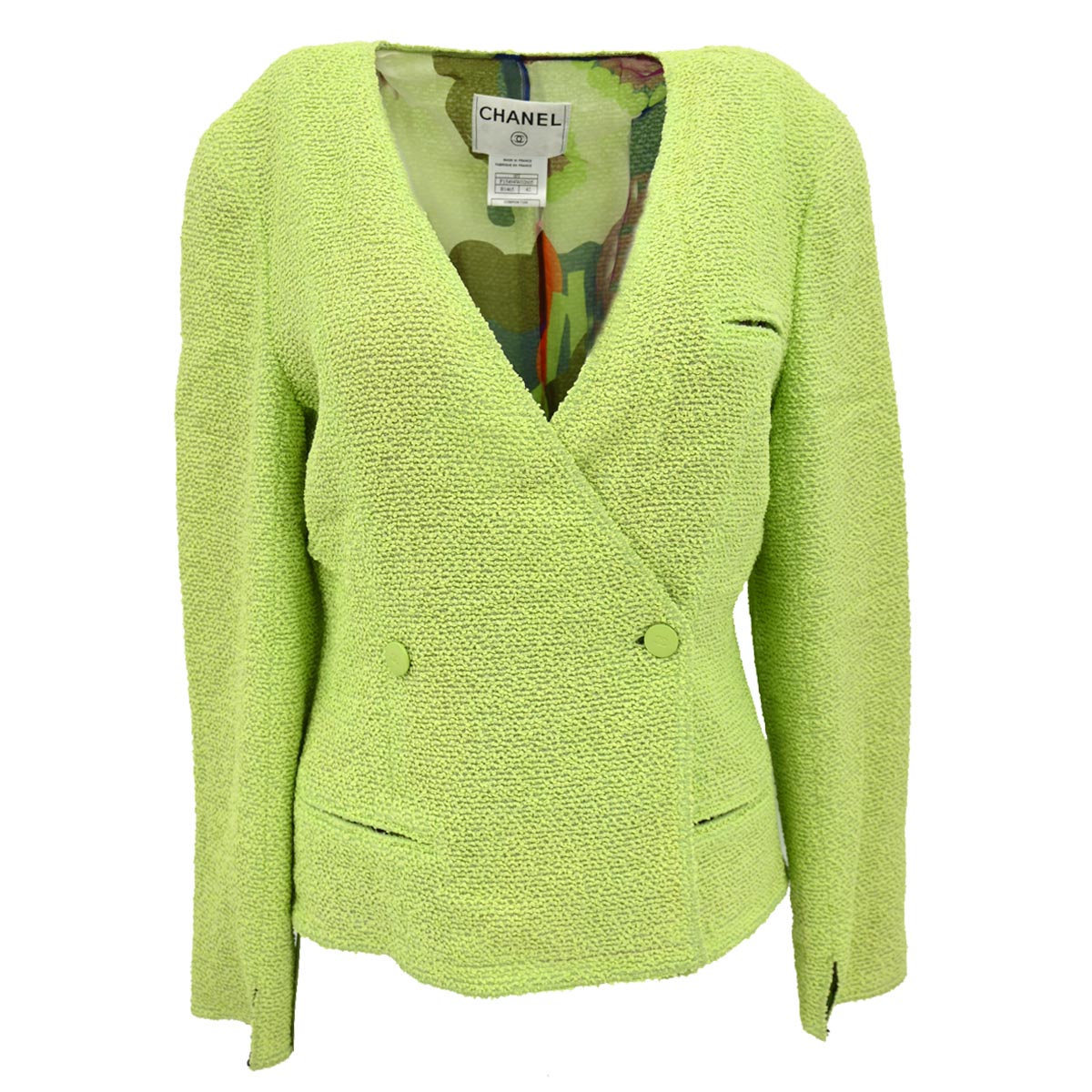 Chanel Collarless Double Breasted Jacket Light Green 00T #42
