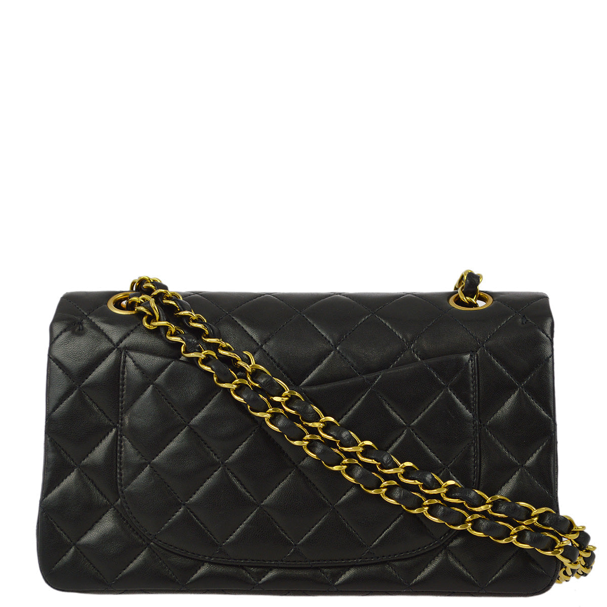 Chanel 1994-1996 Black Lambskin Small Classic Double Flap Shoulder Bag