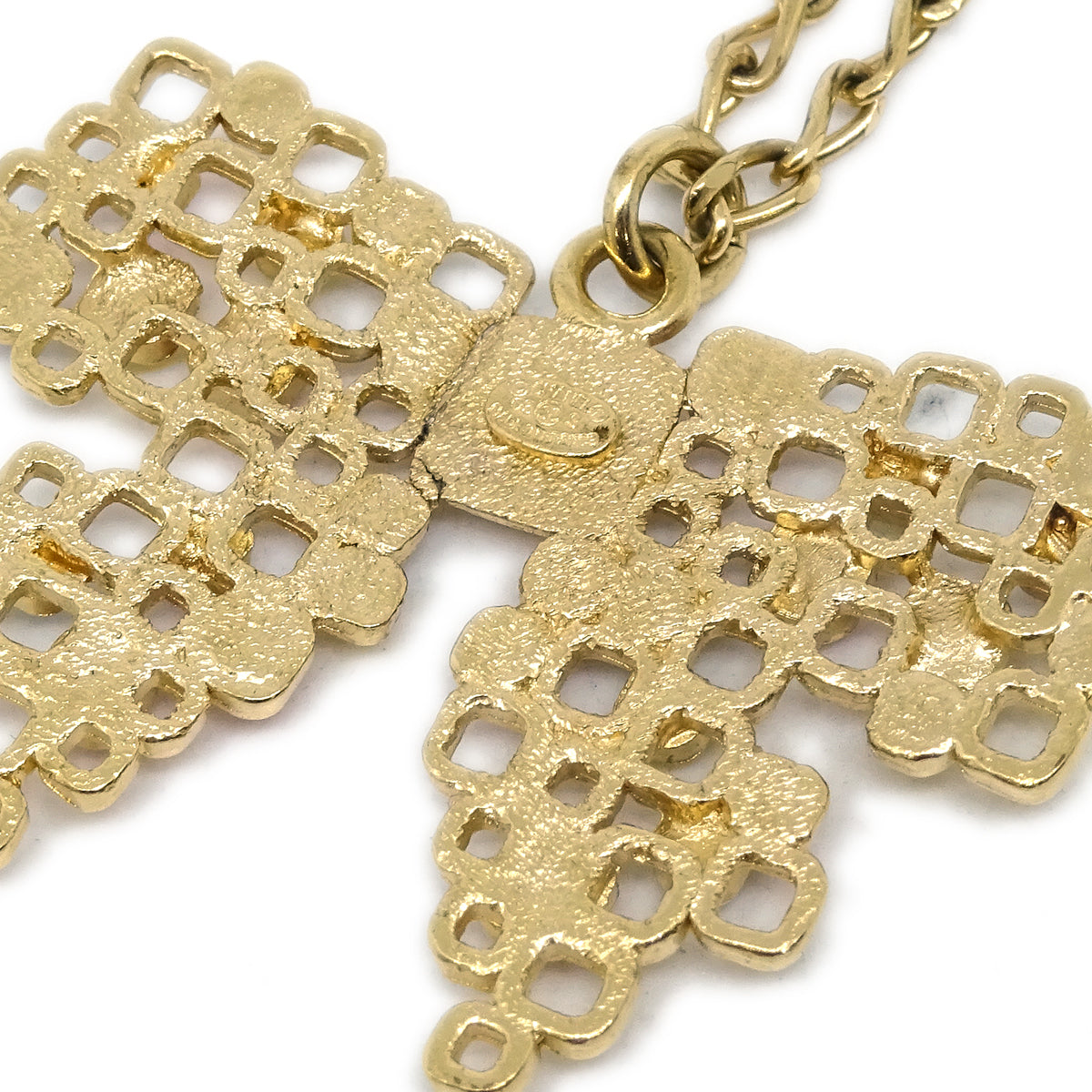 Chanel Bow Chain Necklace Pendant Gold 03S