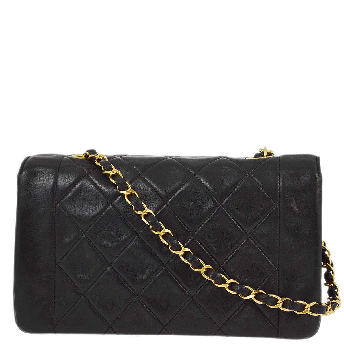 Chanel 1989-1991 Black Lambskin Classic Single Flap Shoulder Bag