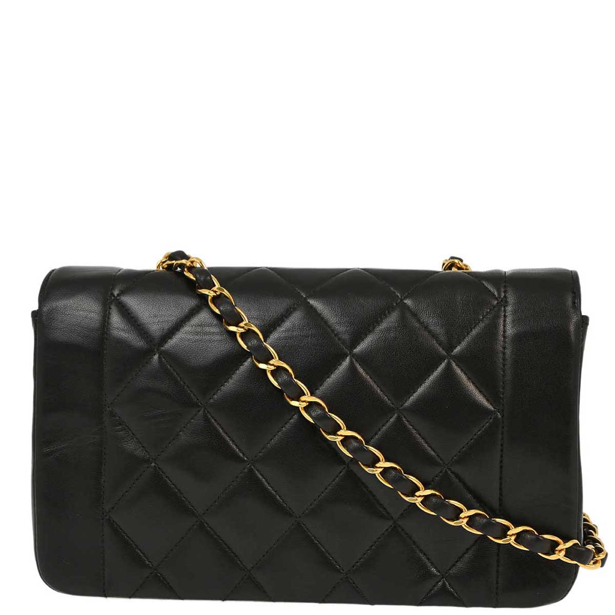 Chanel 1994-1996 Black Lambskin Small Diana Shoulder Bag