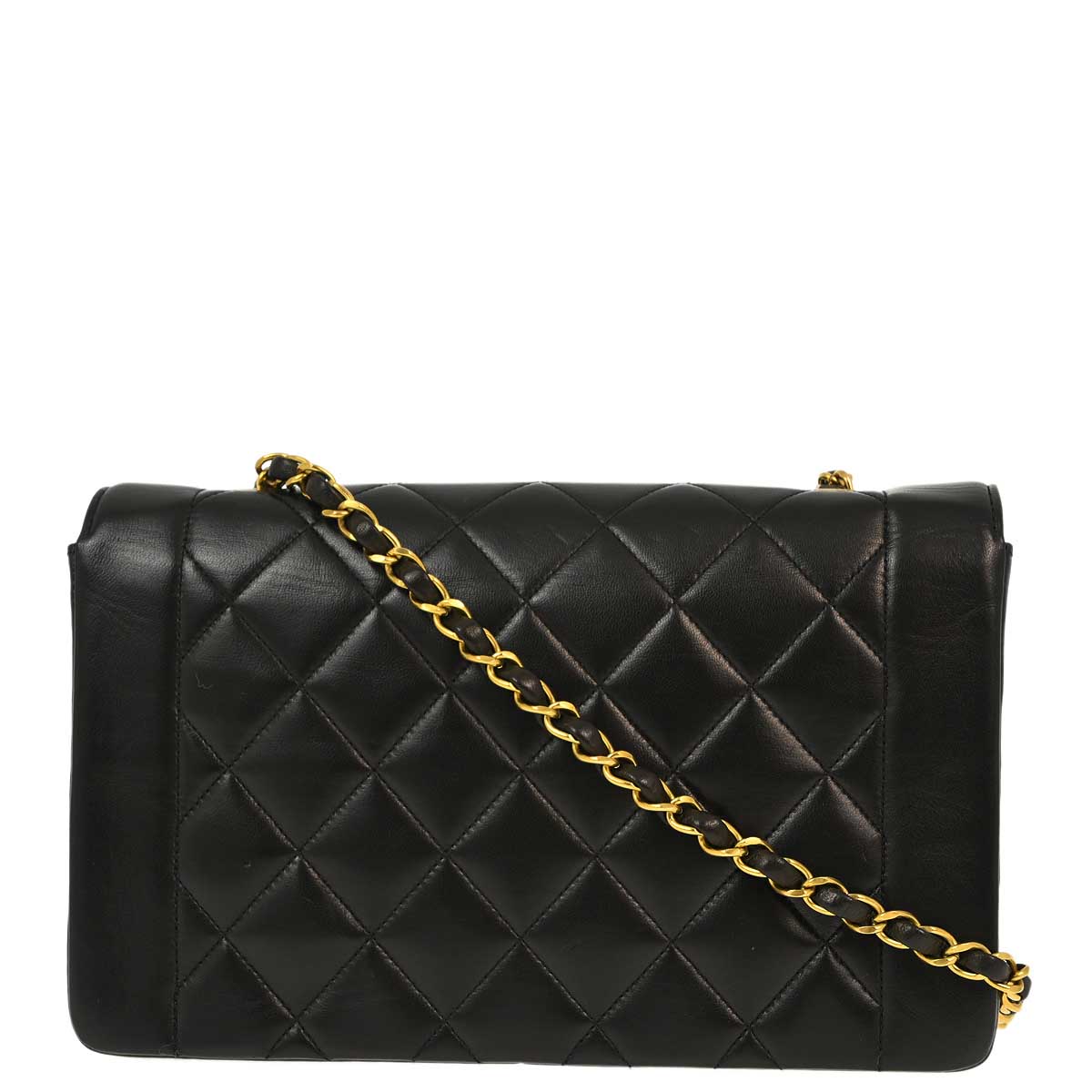 Chanel 1994-1996 Black Lambskin Medium Diana Shoulder Bag
