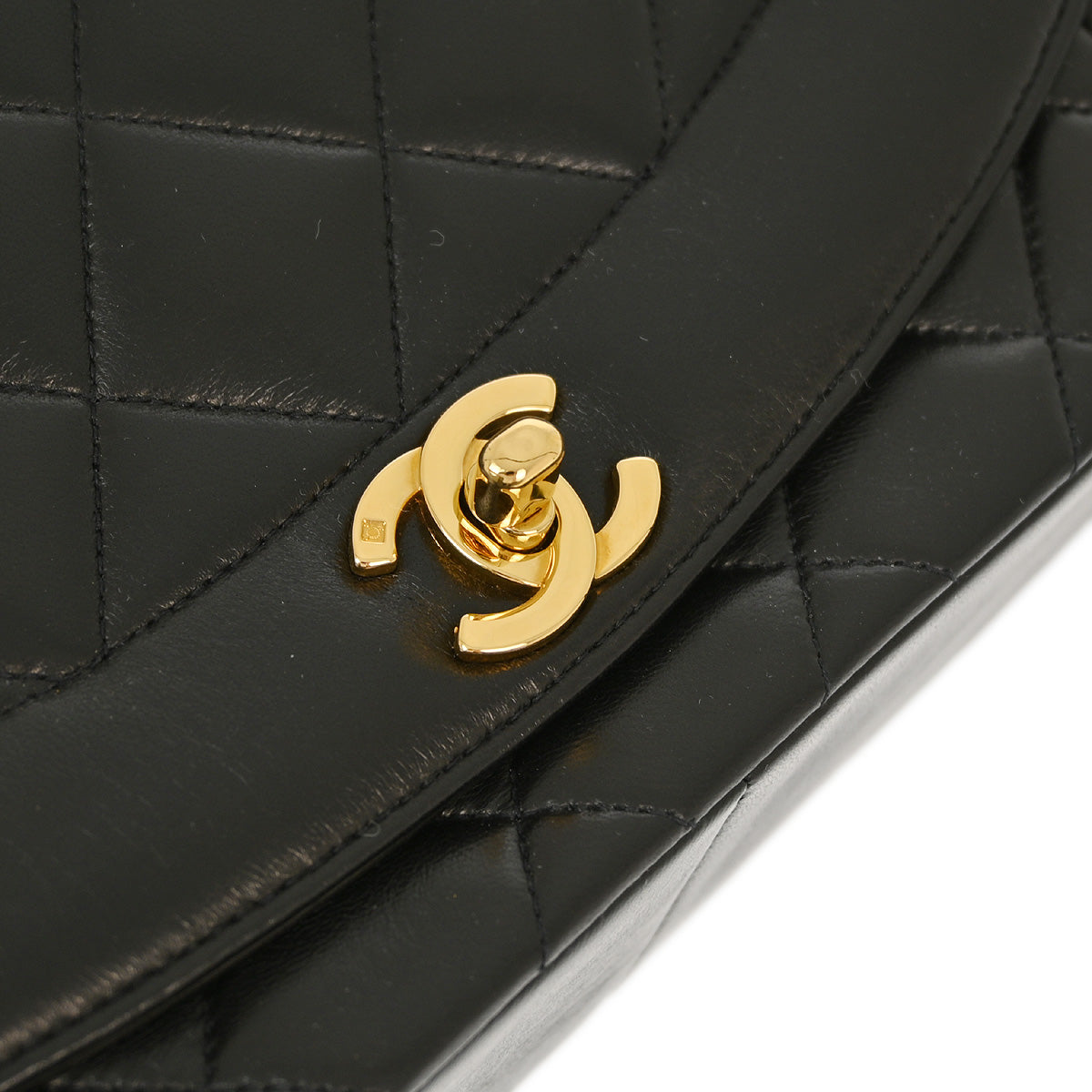Chanel 1994-1996 Black Lambskin Medium Diana Shoulder Bag