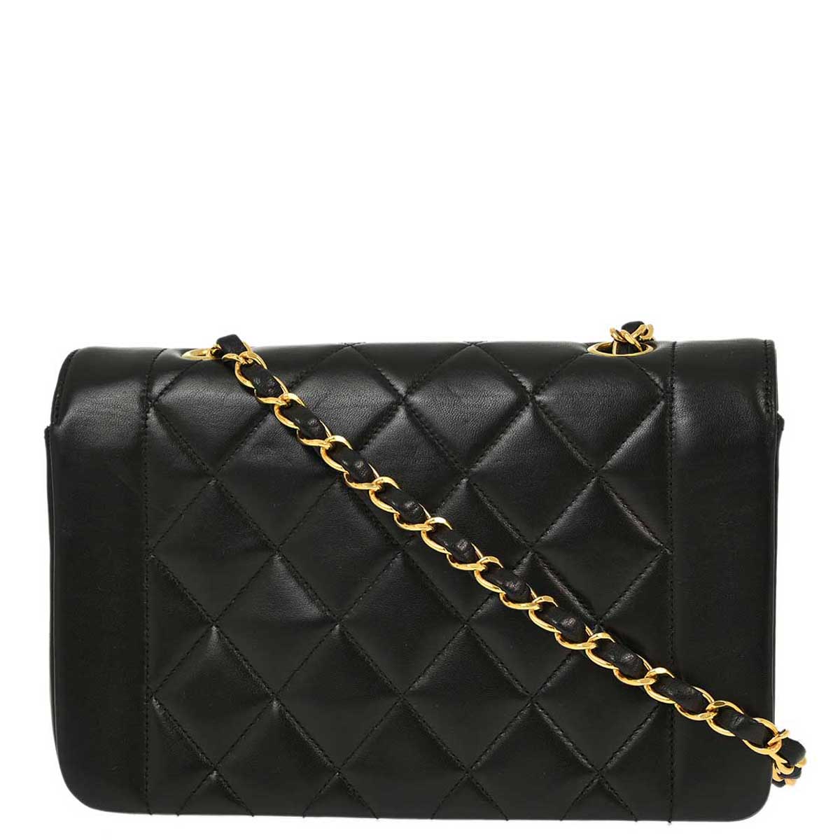 Chanel 1994-1996 Black Lambskin Small Diana Shoulder Bag