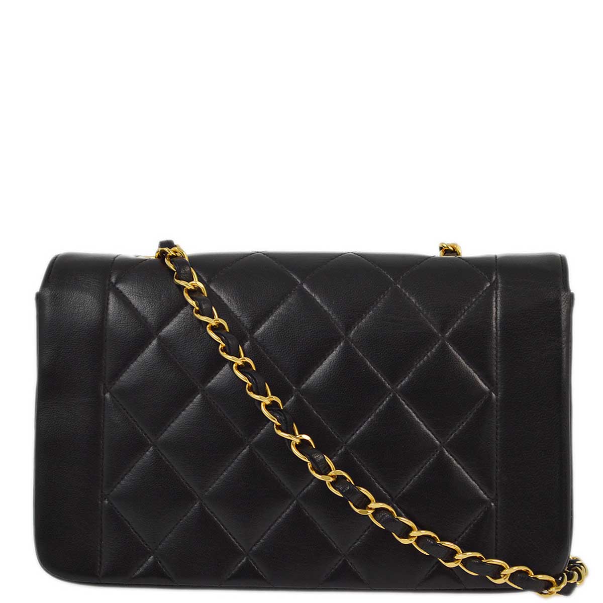 Chanel 1991-1994 Black Lambskin Small Diana Shoulder Bag