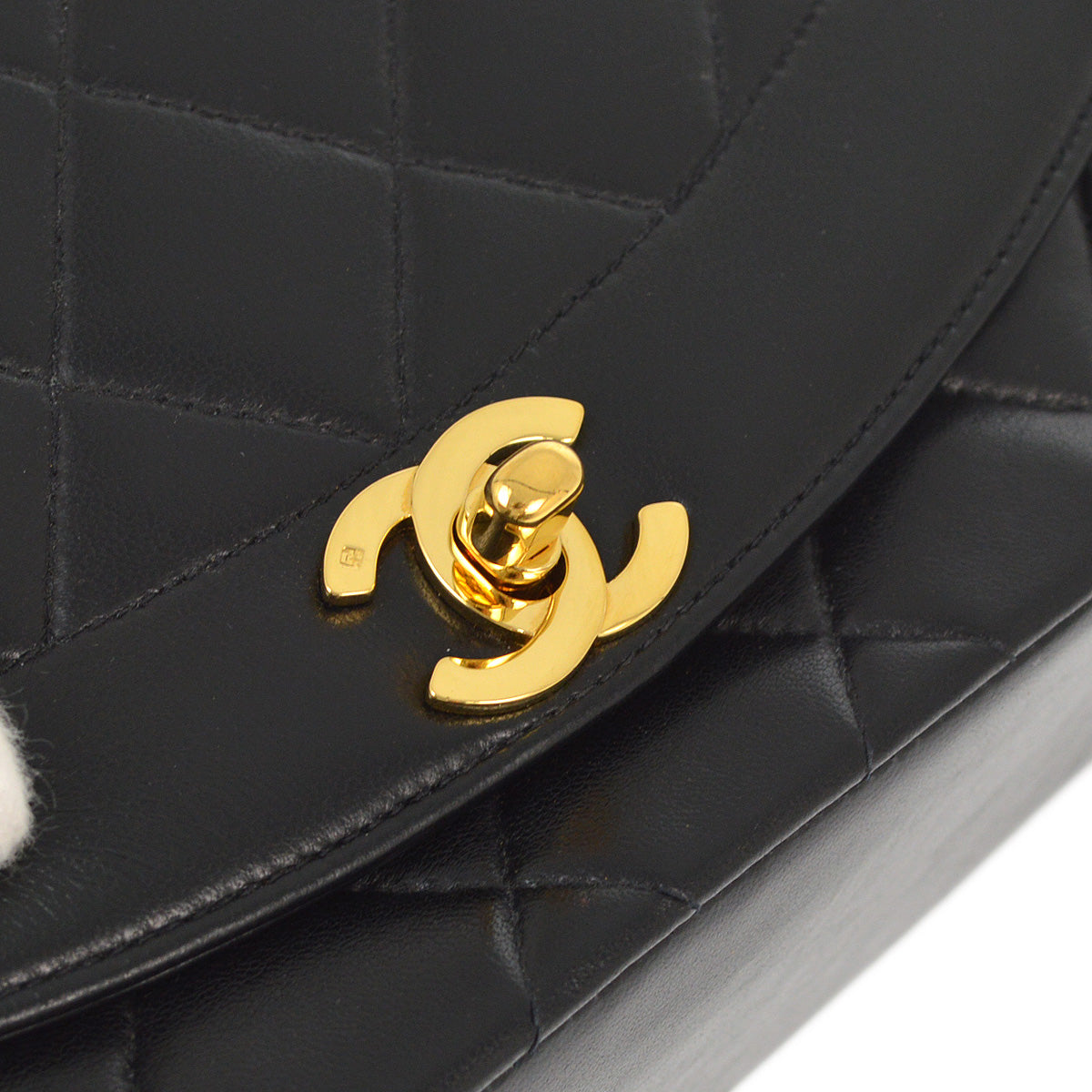 Chanel 1991-1994 Black Lambskin Small Diana Shoulder Bag