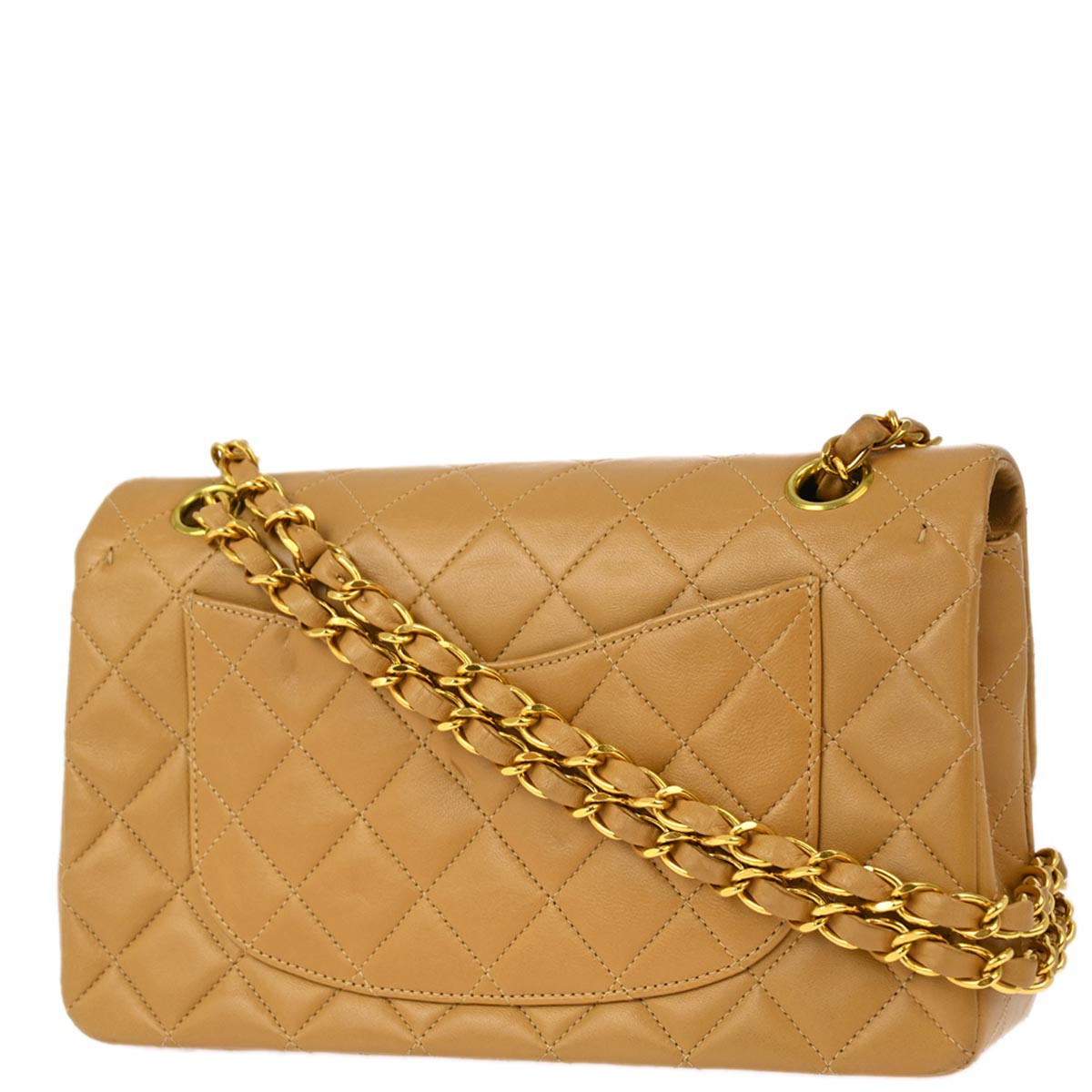 Chanel * 1996-1997 Beige Lambskin Small Classic Double Flap Shoulder Bag