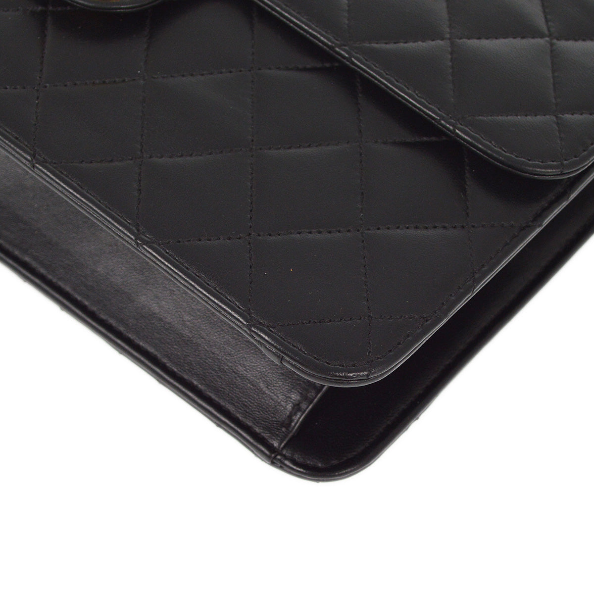 Chanel 2005-2006 Black Lambskin Turnlock Medium Half Flap Shoulder Bag