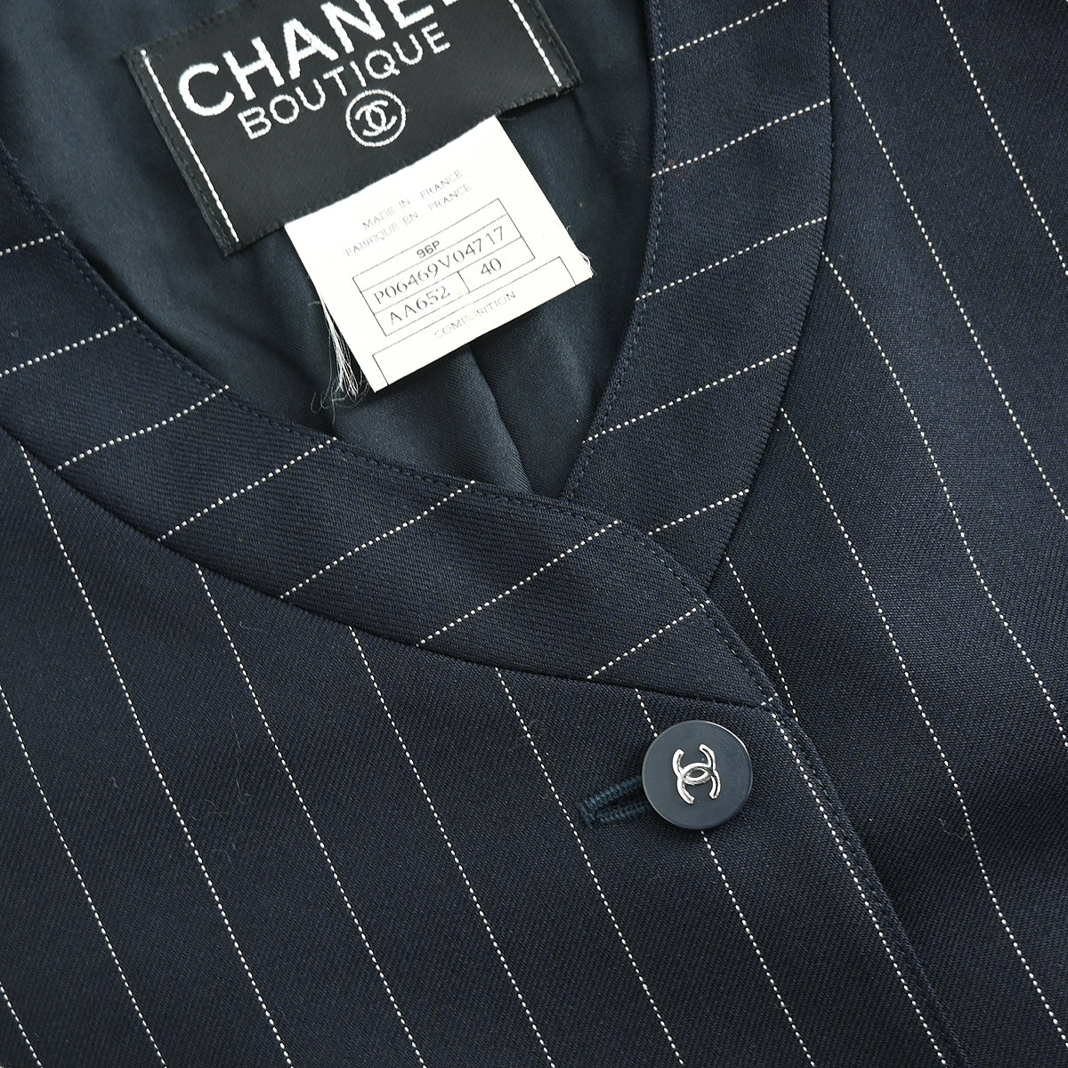 Chanel 1996 Single Breasted Jacket Navy #40