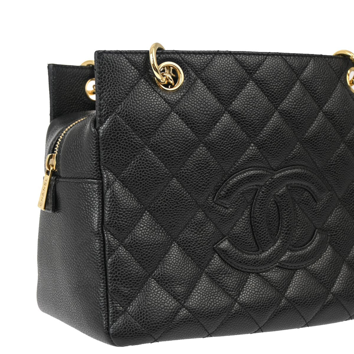 Chanel 2001-2003 Black Caviar Petite Timeless Tote PTT Chain Handbag