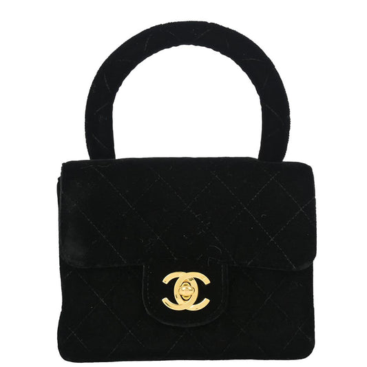 Chanel 1991-1994 Black Velvet Mini Square Handbag