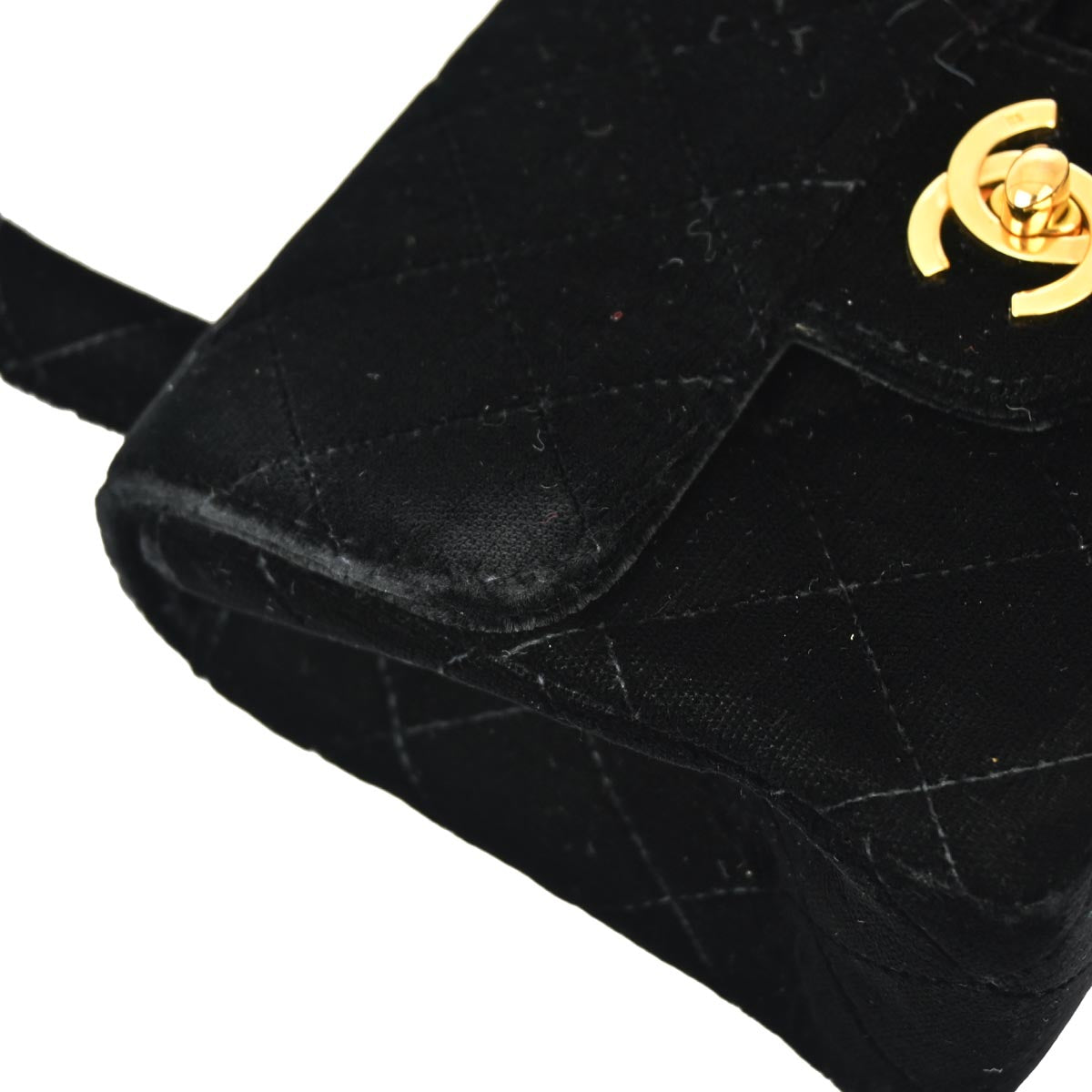 Chanel 1991-1994 Black Velvet Mini Square Handbag