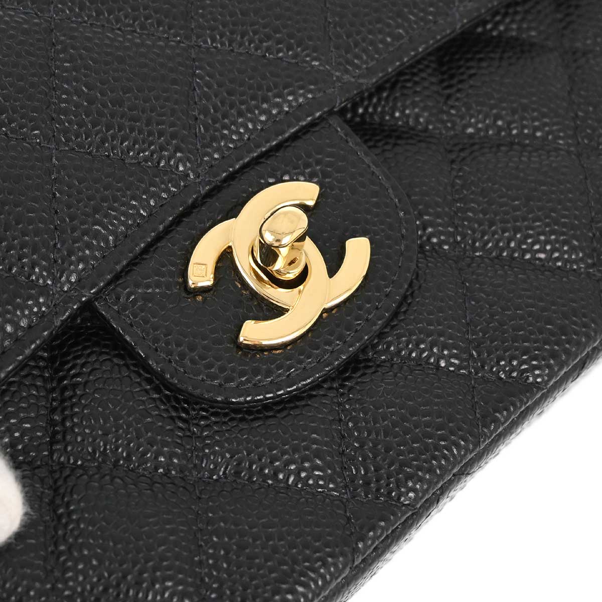 Chanel 2003-2004 Black Caviar Small Classic Double Flap Shoulder Bag