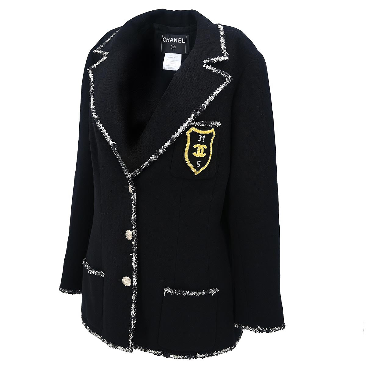 Chanel 2005 Emblem Single Breasted Jacket Black #46