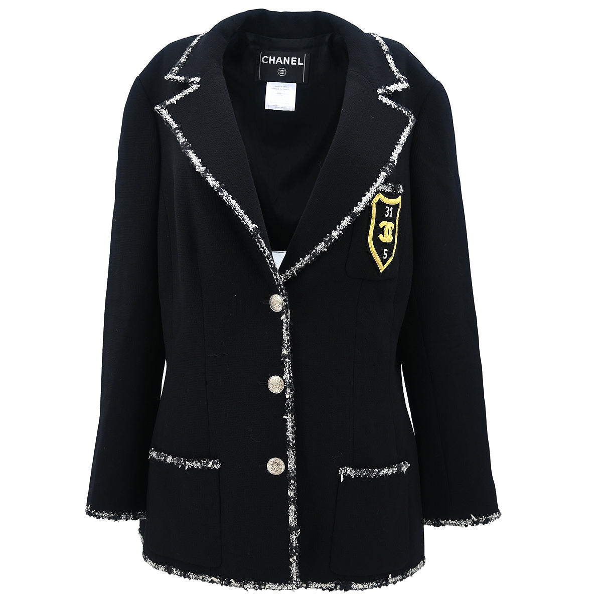 Chanel 2005 Emblem Single Breasted Jacket Black #46