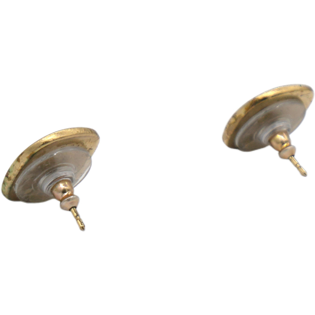 Chanel Vintage CC Gold Logo Black Enamel Square Earrings
