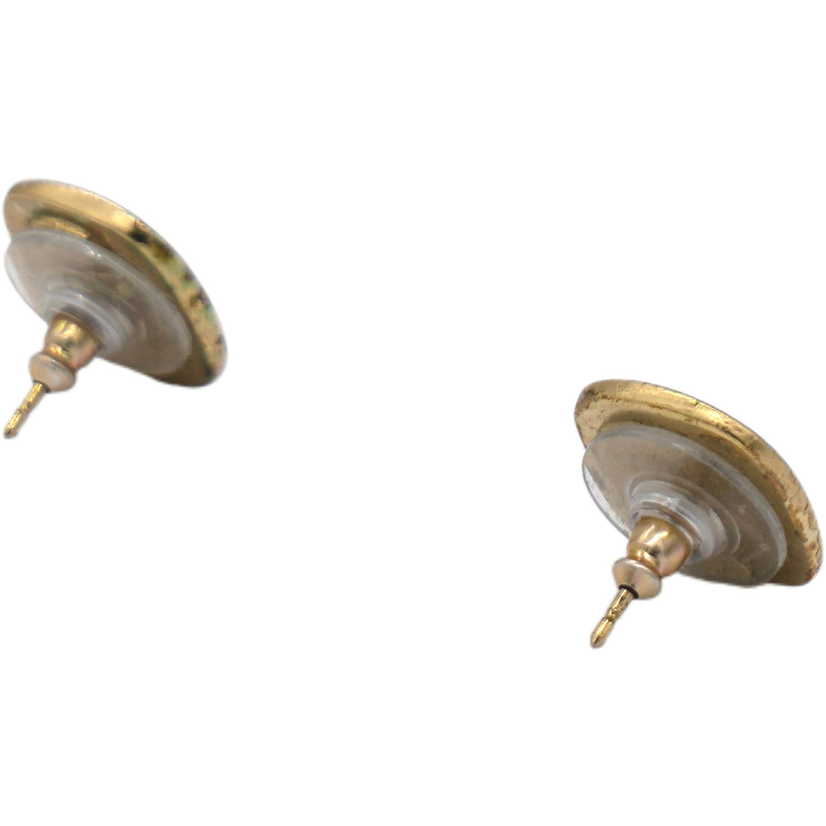 Chanel Vintage CC Gold Logo Black Enamel Square Earrings