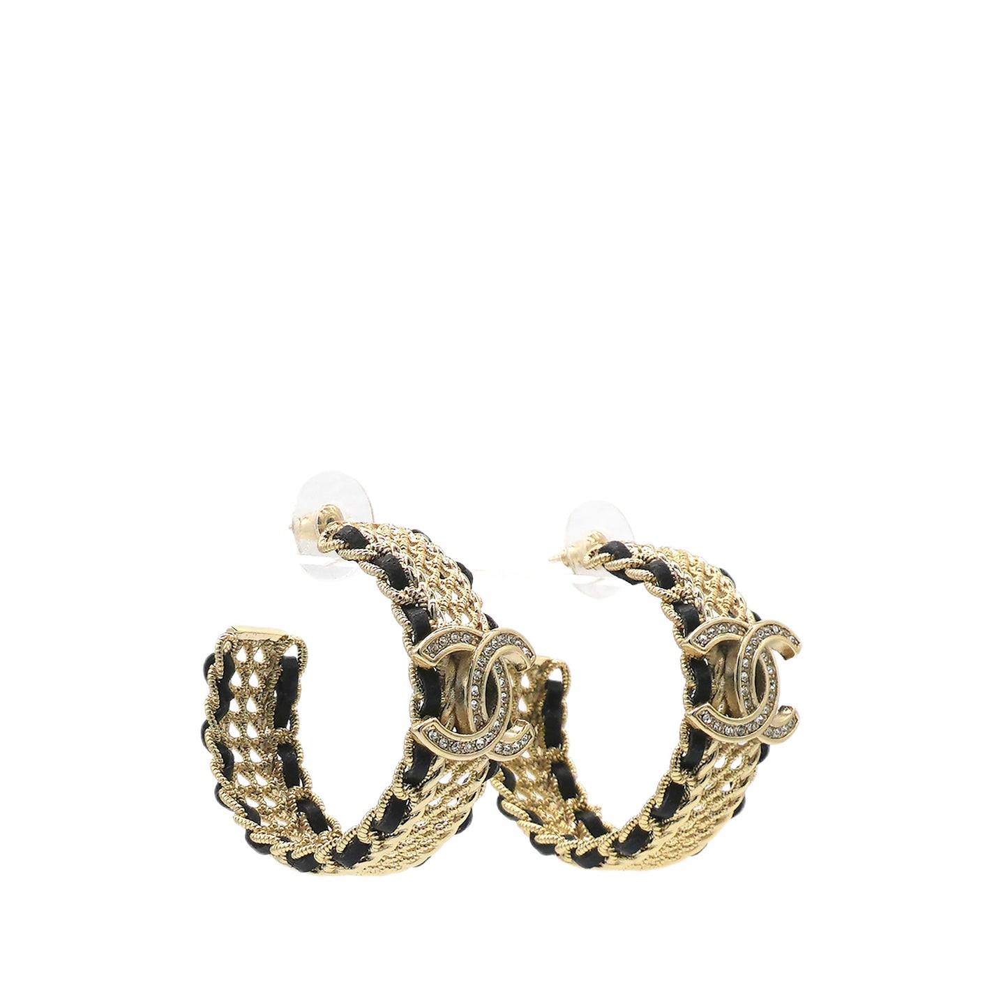 Chanel Earring Loop Leather Threaded Gold